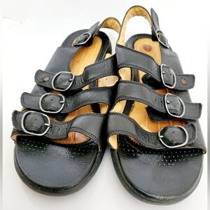 Clarks Womens Unstructured Buttery Soft Genuine Leather Sandals Black US 11